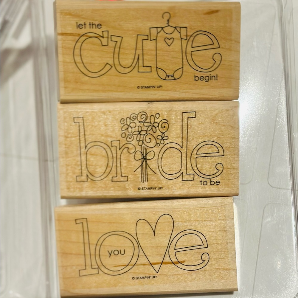 Stampin’ Up! 2 Stamp sets: “Cutie” “Bride” “Love” & Misc.